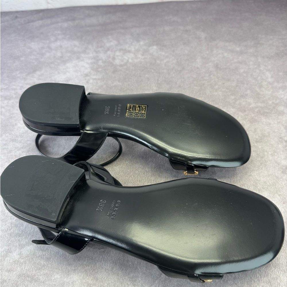 Gucci NIB Horsebit Black Patent Sandals Flats 38.5 - Picture 9 of 12